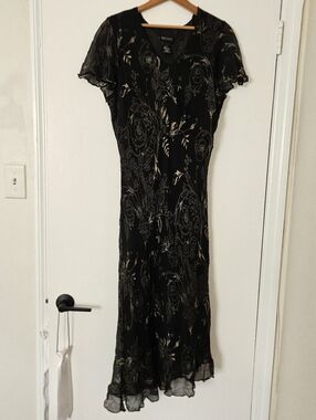 Lane Bryant Dress 16 Maxi Y2K Silk Asymmetric Hem Fairy Grunge Whimsigoth Floral